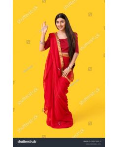 Cream Silk Contemporary Saree with Embroidered Work