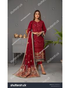 Hand Work Kanjivaram Silk Trendy Saree In Rani Colour