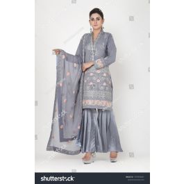 Embroidered and Sequins Work Faux Georgette Salwar Kameez